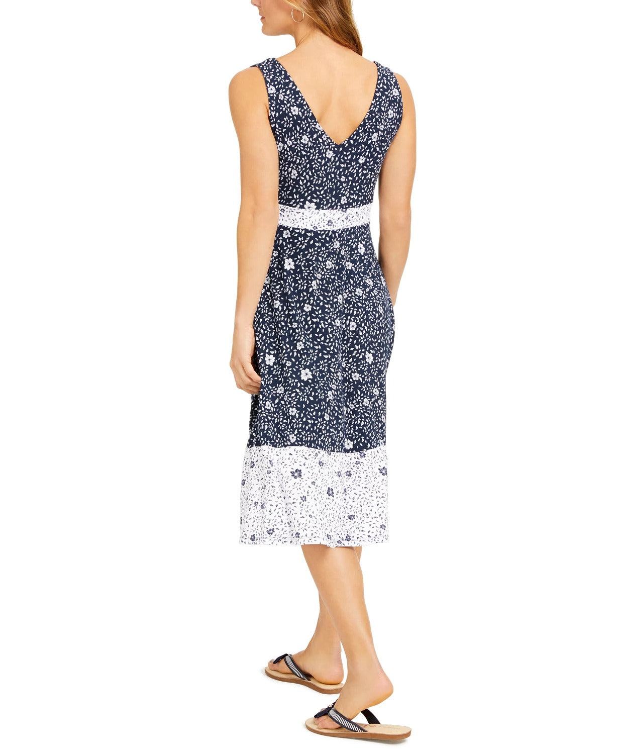 Vestido floral feminino Charter Club sem mangas azul tamanho pequeno