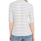 Blusa feminina listrada com gola falsa, tamanho pequeno, branca, Charter Club