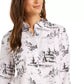 Blusa estampada feminina Charter Club, branca, tamanho grande