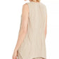 JM Collection Blusa feminina sem mangas com textura e colar bege cáqui tamanho X-S