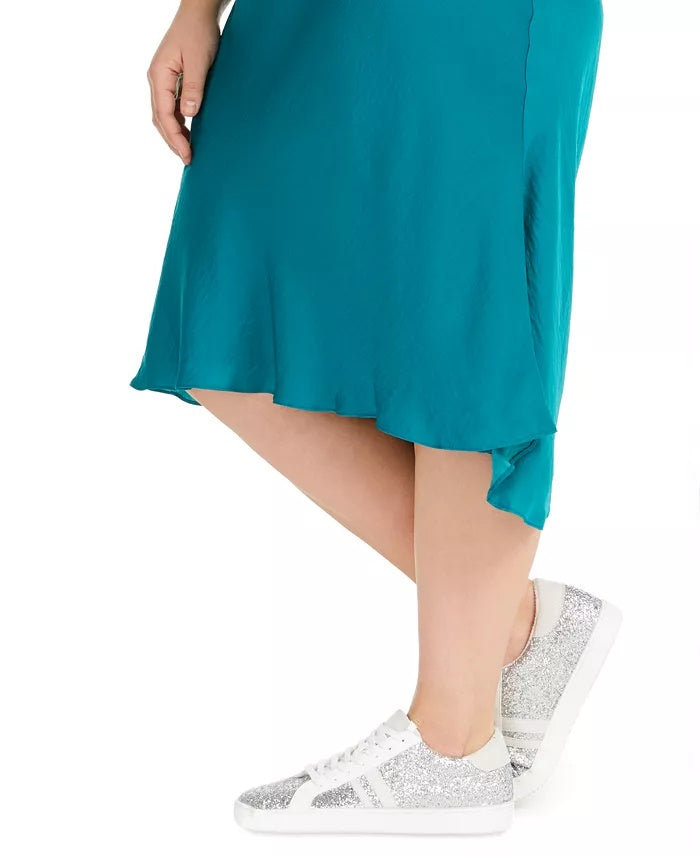 INC International Concepts Saia midi plus size com corte enviesado feminina, verde, tamanho 4X