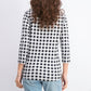 Charter Club Blusa feminina de algodão com estampa xadrez e gola canoa, preta, tamanho pequeno