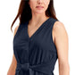 Blusa feminina Charter Club sem mangas com amarração frontal, azul, tamanho pequeno