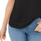 Blusa Henley de linho misto com manga dolman feminina Style &amp; Co, preta, tamanho pequeno
