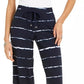 Calça cropped listrada tie-dye feminina Style &amp; Co, tamanho médio, azul-marinho
