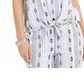 Top feminino estampado com decote quadrado e amarração frontal, tamanho grande, azul-marinho, estilo Style &amp; Co