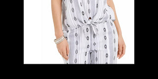 Top feminino estampado com decote quadrado e amarração frontal, tamanho grande, azul-marinho, estilo Style &amp; Co