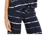 Blusa feminina listrada com tie-dye e amarração frontal, tamanho pequeno, azul-marinho, estilo &amp; co