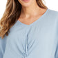 Blusa feminina estilo &amp; co com decote em V e frente torcida, azul, tamanho pequeno