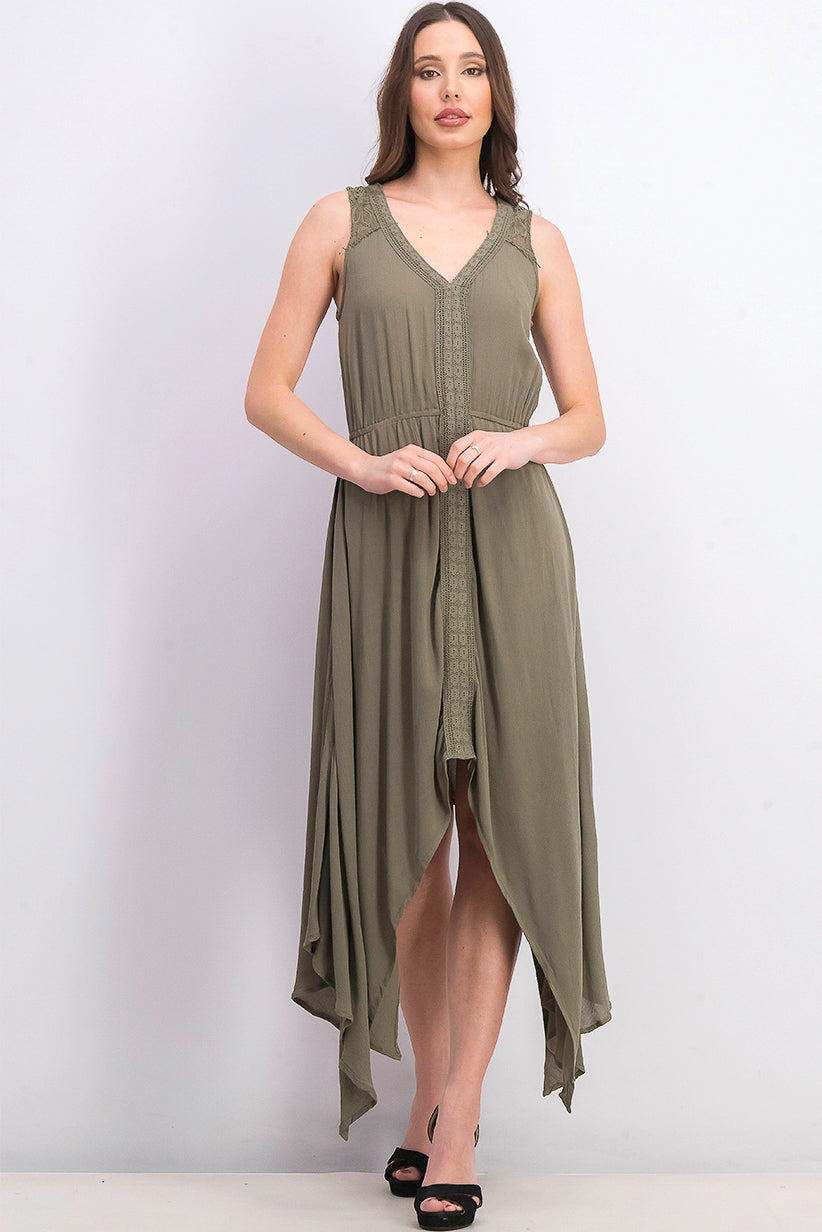 Vestido feminino estilo &amp; co com bainha de lenço, verde médio, tamanho médio