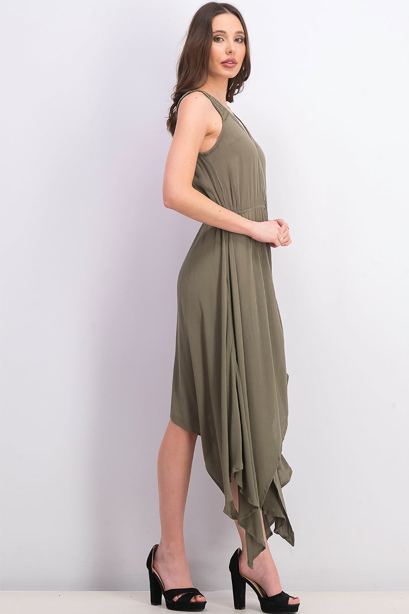 Vestido feminino estilo &amp; co com bainha de lenço, verde médio, tamanho médio