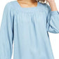 Blusa feminina de gola quadrada estilo &amp; co, azul, tamanho pequeno