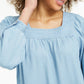 Blusa feminina de gola quadrada estilo &amp; co, azul, tamanho extra grande