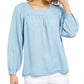 Blusa feminina de gola quadrada estilo &amp; co, azul, tamanho pequeno