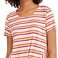 Blusa listrada com torção frontal feminina Style &amp; Co, rosa, tamanho grande