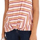 Blusa listrada com torção frontal feminina Style &amp; Co, rosa, tamanho grande