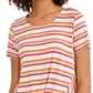 Blusa listrada com decote torcido e frente única feminina Style &amp; Co, vermelha, tamanho pequeno