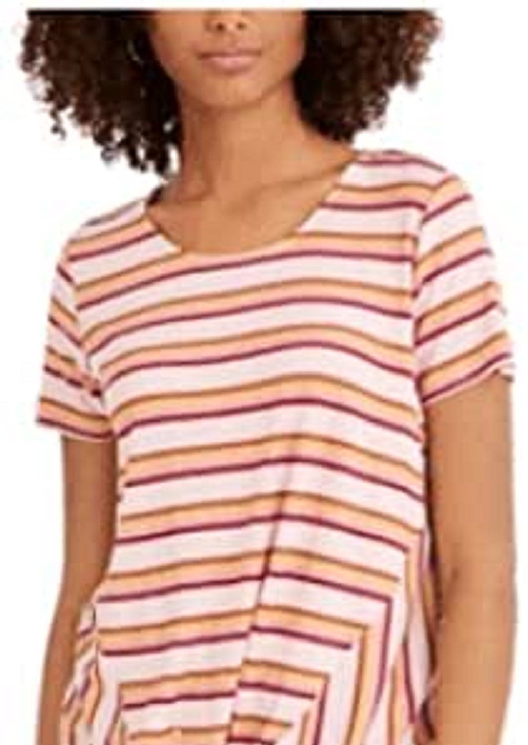 Blusa listrada com decote torcido e frente única feminina Style &amp; Co, vermelha, tamanho pequeno