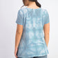 Blusa feminina estilo &amp; co, azul, tingida, em mistura de linho, tamanho grande