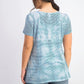 Blusa feminina estilo &amp; co, azul, tingida, em mistura de linho, tamanho pequeno