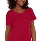 Karen Scott Blusa feminina de algodão com decote redondo e bainha abotoada, tamanho médio, vermelho brilhante