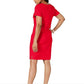 Vestido de algodão feminino Karen Scott com botões e ombros de fora, tamanho pequeno, vermelho