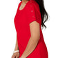 Vestido de algodão feminino Karen Scott com botões e ombros de fora, tamanho pequeno, vermelho