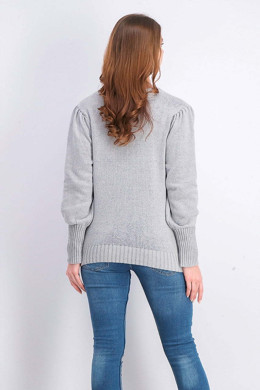 Suéter feminino de manga bufante Style &amp; Co, cinza, tamanho médio