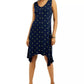 Vestido feminino estampado com bainha de lenço, estilo &amp; co, azul-marinho, tamanho médio