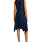 Vestido feminino estampado com bainha de lenço, estilo &amp; co, azul-marinho, tamanho médio