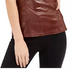 INC International Concepts Top feminino de couro sintético com relevo de crocodilo, marrom, tamanho pequeno
