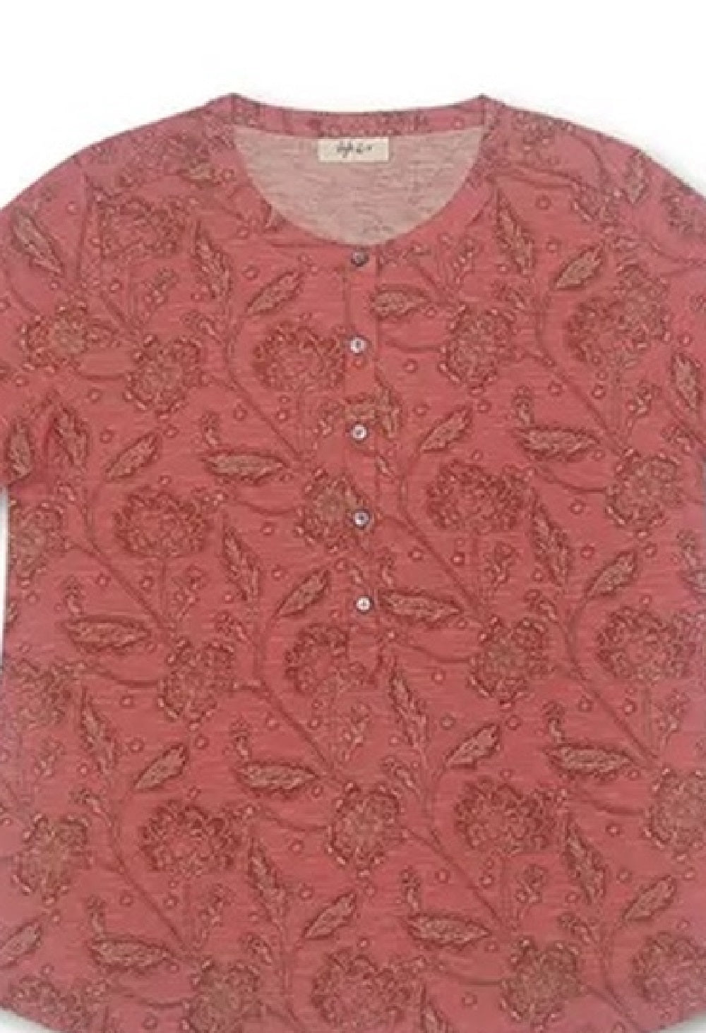 Camisa Henley Estampada Feminina Style &amp; Co Vermelha Tamanho P