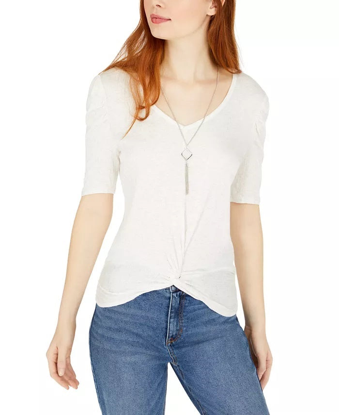 BCX Junior's Knot Front Top Branco Tamanho Grande