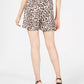 Shorts femininos Bar III com estampa de leopardo, branco, tamanho 10