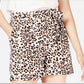 Shorts femininos Bar III com estampa de leopardo, branco, tamanho 10
