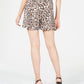 Shorts femininos Bar III com estampa de leopardo, branco, tamanho 14