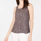 Blusa feminina Anne Klein sem mangas com bolinhas cinza escuro tamanho grande