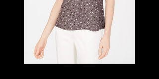 Blusa feminina Anne Klein sem mangas com bolinhas cinza escuro tamanho grande