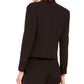 Blazer feminino Bar III, smoking, acabamento em cetim, frente aberta, abotoamento duplo, preto, tamanho 12