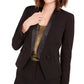 Blazer feminino Bar III, smoking, acabamento em cetim, frente aberta, abotoamento duplo, preto, tamanho 12