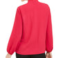 Blusa feminina Kasper com babados e gola amarrada, vermelha, tamanho médio