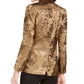 Blazer metálico feminino Bar III com um botão, dourado, tamanho 12