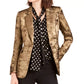 Blazer metálico feminino Bar III com um botão, dourado, tamanho 12