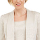 Blazer feminino Kasper com estampa tonal e lapela xale, bege, tamanho 12