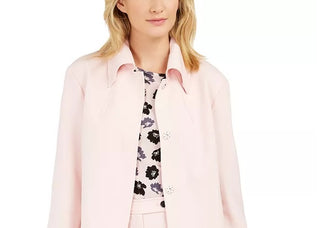 Jaqueta longa trapézio feminina Anne Klein rosa tamanho 8