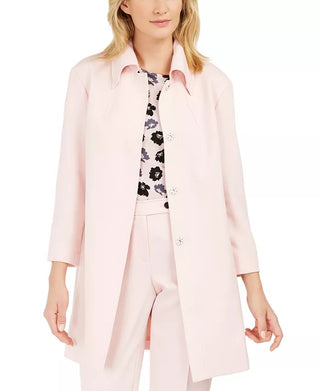 Jaqueta longa trapézio feminina Anne Klein rosa tamanho 8
