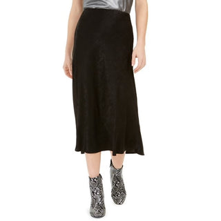 Saia midi brilhante feminina Bar III, nova, preta, tamanho grande