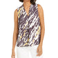 Blusa feminina Bar III com estampa animal abstrata e decote em V, preta, tamanho XX-S