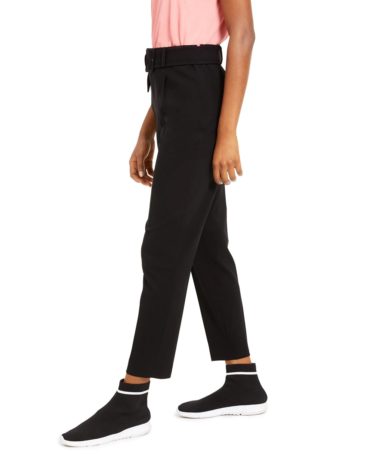 Calças femininas com cinto Bar III pretas tamanho 0