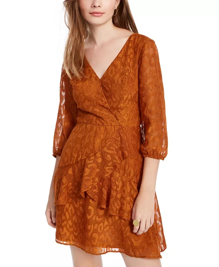 Vestido de chita com relevo BCX Juniors laranja tamanho grande